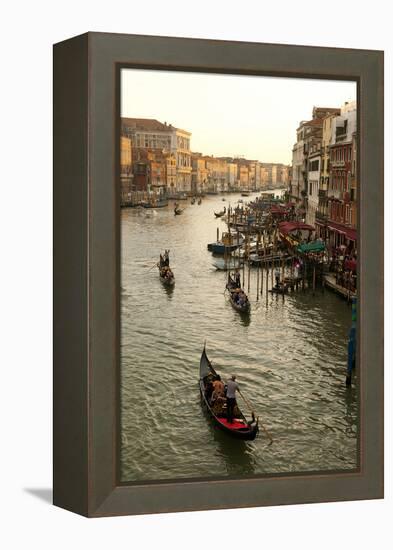 Bustling Riverfront Along the Grand Canal in Venice, Italy-David Noyes-Framed Premier Image Canvas