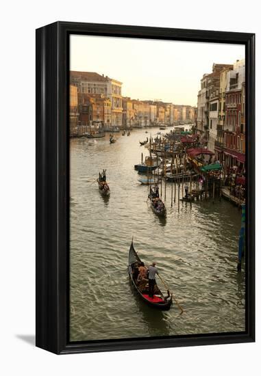 Bustling Riverfront Along the Grand Canal in Venice, Italy-David Noyes-Framed Premier Image Canvas