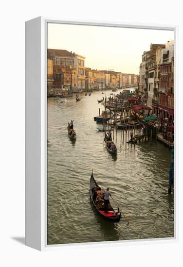 Bustling Riverfront Along the Grand Canal in Venice, Italy-David Noyes-Framed Premier Image Canvas