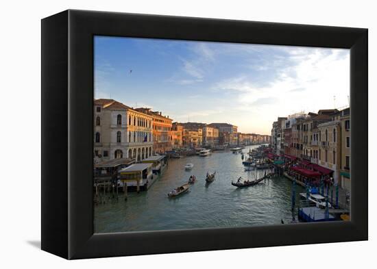 Bustling Riverfront Along the Grand Canal in Venice, Italy-David Noyes-Framed Premier Image Canvas