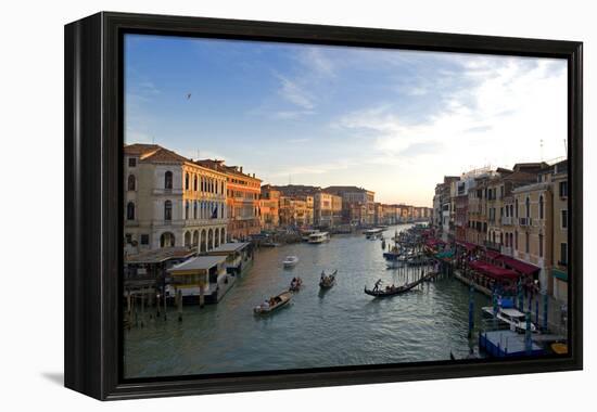 Bustling Riverfront Along the Grand Canal in Venice, Italy-David Noyes-Framed Premier Image Canvas