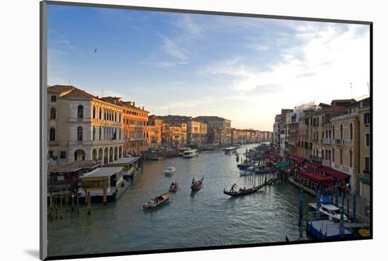 Bustling Riverfront Along the Grand Canal in Venice, Italy-David Noyes-Mounted Photographic Print
