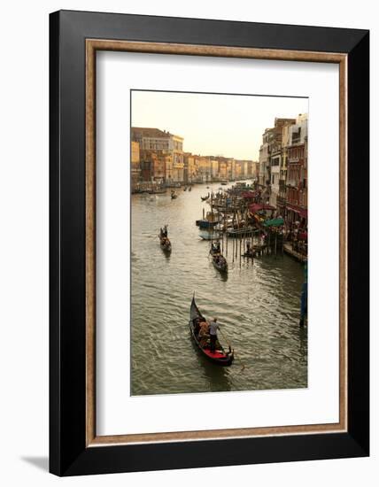 Bustling Riverfront Along the Grand Canal in Venice, Italy-David Noyes-Framed Photographic Print