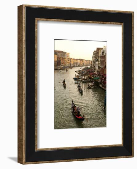 Bustling Riverfront Along the Grand Canal in Venice, Italy-David Noyes-Framed Photographic Print