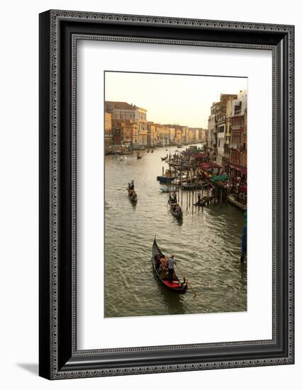 Bustling Riverfront Along the Grand Canal in Venice, Italy-David Noyes-Framed Photographic Print