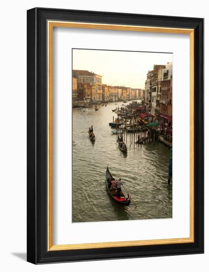 Bustling Riverfront Along the Grand Canal in Venice, Italy-David Noyes-Framed Photographic Print