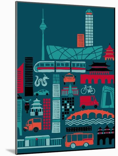 Busy Beijing-null-Mounted Giclee Print