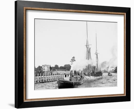 Busy Day in the Canal, Charlevoix, Mich.-null-Framed Photo