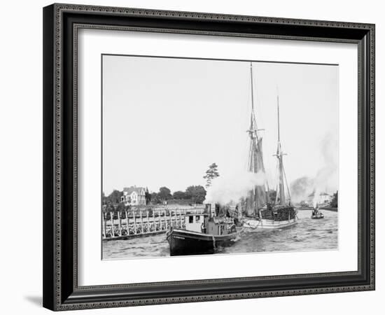 Busy Day in the Canal, Charlevoix, Mich.-null-Framed Photo