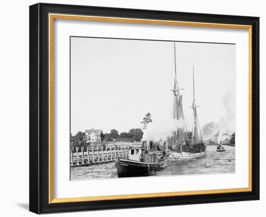 Busy Day in the Canal, Charlevoix, Mich.-null-Framed Photo