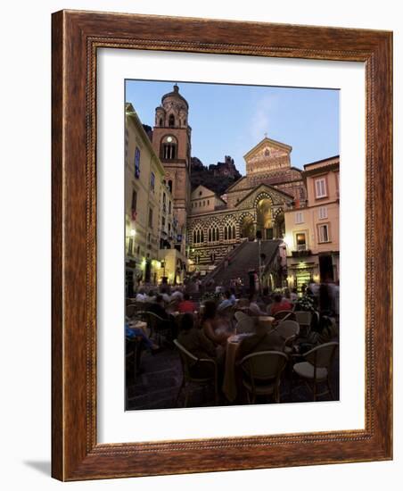 Busy Pavement Cafe at Dusk, with the Cathedral Beyond, Amalfi, Campania, Italy-Ruth Tomlinson-Framed Photographic Print