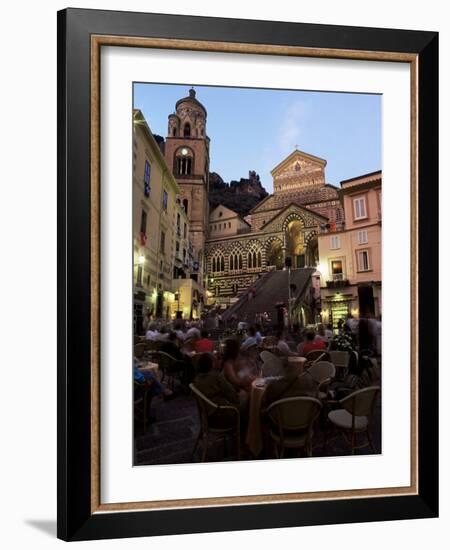 Busy Pavement Cafe at Dusk, with the Cathedral Beyond, Amalfi, Campania, Italy-Ruth Tomlinson-Framed Photographic Print