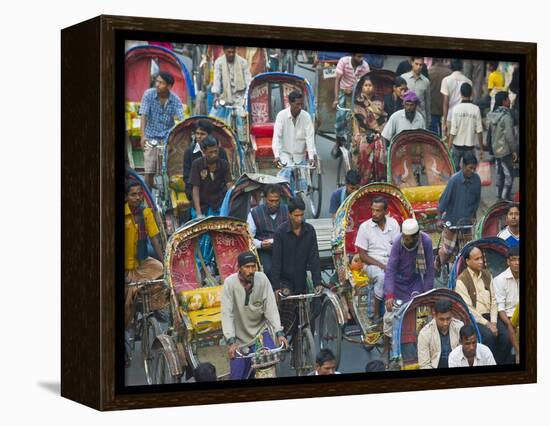 Busy Rickshaw Traffic on a Street Crossing in Dhaka, Bangladesh, Asia-Michael Runkel-Framed Premier Image Canvas