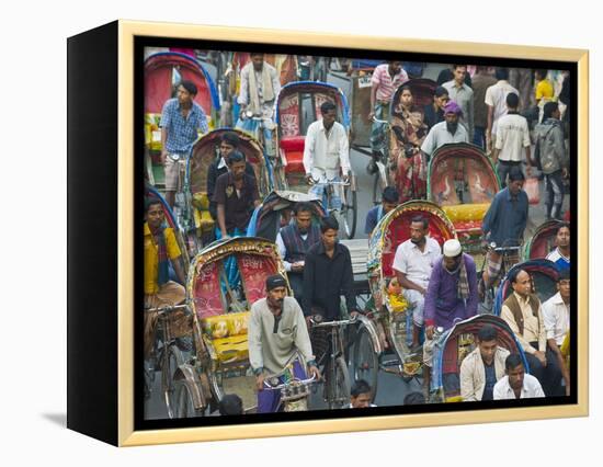 Busy Rickshaw Traffic on a Street Crossing in Dhaka, Bangladesh, Asia-Michael Runkel-Framed Premier Image Canvas