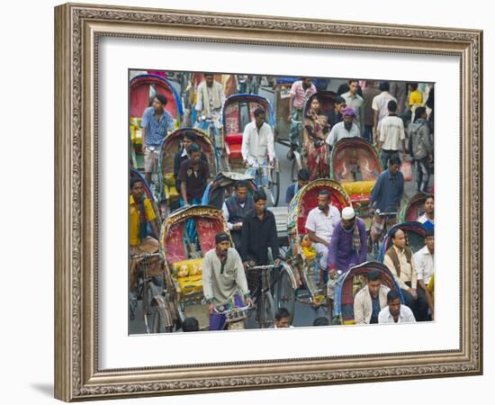 Busy Rickshaw Traffic on a Street Crossing in Dhaka, Bangladesh, Asia-Michael Runkel-Framed Photographic Print