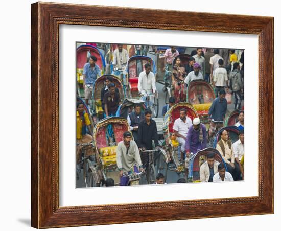 Busy Rickshaw Traffic on a Street Crossing in Dhaka, Bangladesh, Asia-Michael Runkel-Framed Photographic Print