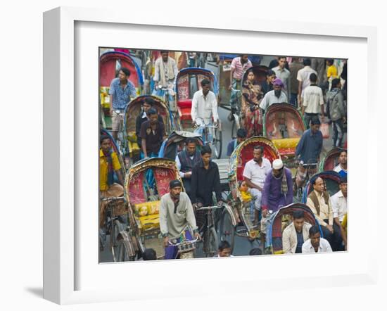 Busy Rickshaw Traffic on a Street Crossing in Dhaka, Bangladesh, Asia-Michael Runkel-Framed Photographic Print