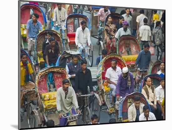 Busy Rickshaw Traffic on a Street Crossing in Dhaka, Bangladesh, Asia-Michael Runkel-Mounted Photographic Print