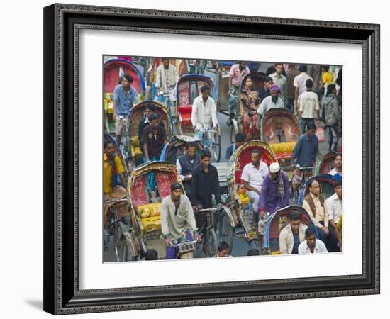 Busy Rickshaw Traffic on a Street Crossing in Dhaka, Bangladesh, Asia-Michael Runkel-Framed Photographic Print