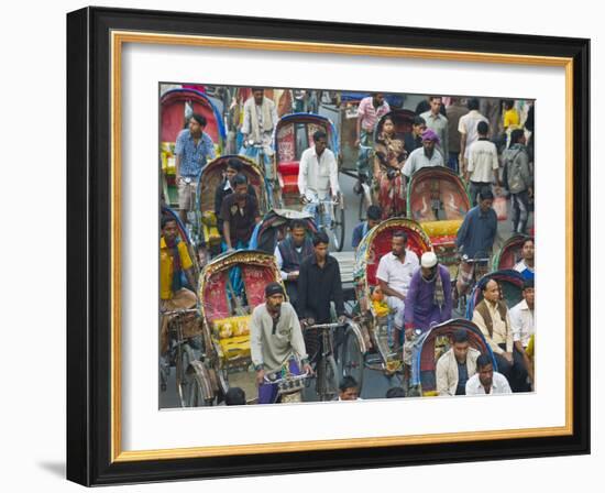 Busy Rickshaw Traffic on a Street Crossing in Dhaka, Bangladesh, Asia-Michael Runkel-Framed Photographic Print