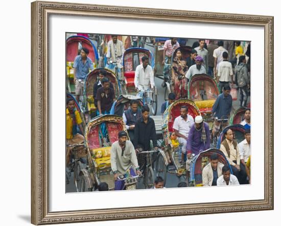 Busy Rickshaw Traffic on a Street Crossing in Dhaka, Bangladesh, Asia-Michael Runkel-Framed Photographic Print