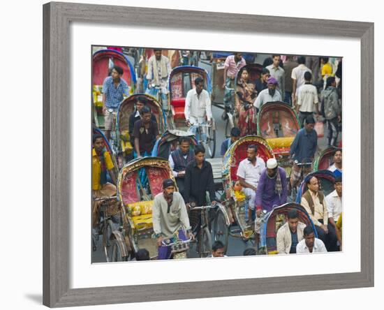 Busy Rickshaw Traffic on a Street Crossing in Dhaka, Bangladesh, Asia-Michael Runkel-Framed Photographic Print