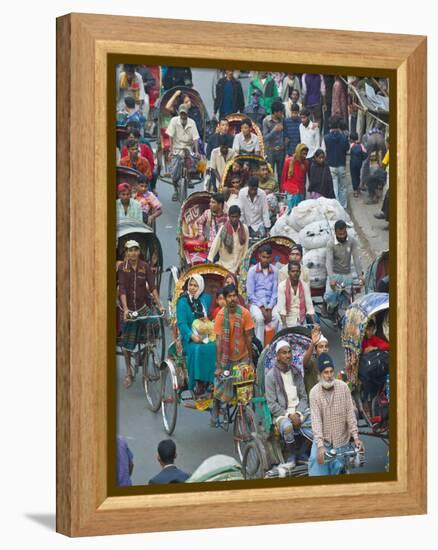 Busy Rickshaw Traffic on a Street Crossing in Dhaka, Bangladesh, Asia-Michael Runkel-Framed Premier Image Canvas