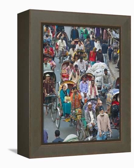 Busy Rickshaw Traffic on a Street Crossing in Dhaka, Bangladesh, Asia-Michael Runkel-Framed Premier Image Canvas