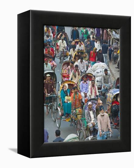 Busy Rickshaw Traffic on a Street Crossing in Dhaka, Bangladesh, Asia-Michael Runkel-Framed Premier Image Canvas
