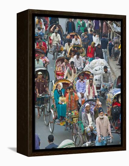 Busy Rickshaw Traffic on a Street Crossing in Dhaka, Bangladesh, Asia-Michael Runkel-Framed Premier Image Canvas