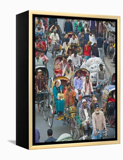 Busy Rickshaw Traffic on a Street Crossing in Dhaka, Bangladesh, Asia-Michael Runkel-Framed Premier Image Canvas