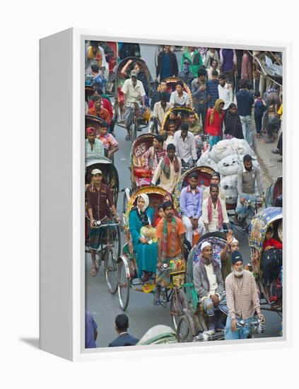 Busy Rickshaw Traffic on a Street Crossing in Dhaka, Bangladesh, Asia-Michael Runkel-Framed Premier Image Canvas