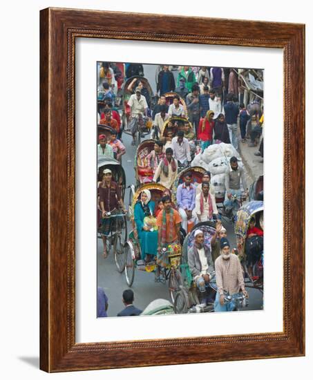 Busy Rickshaw Traffic on a Street Crossing in Dhaka, Bangladesh, Asia-Michael Runkel-Framed Photographic Print