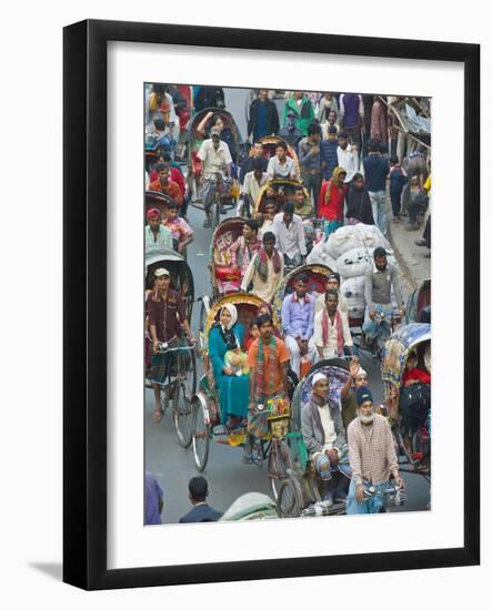 Busy Rickshaw Traffic on a Street Crossing in Dhaka, Bangladesh, Asia-Michael Runkel-Framed Photographic Print