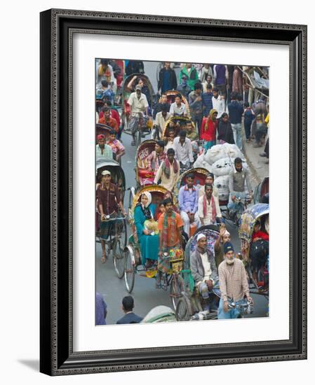 Busy Rickshaw Traffic on a Street Crossing in Dhaka, Bangladesh, Asia-Michael Runkel-Framed Photographic Print