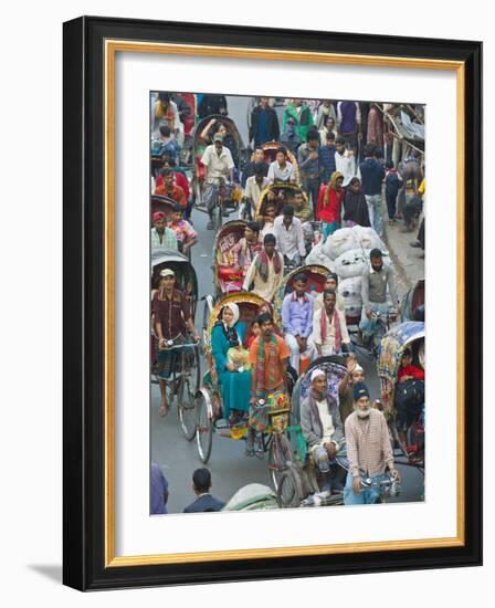 Busy Rickshaw Traffic on a Street Crossing in Dhaka, Bangladesh, Asia-Michael Runkel-Framed Photographic Print