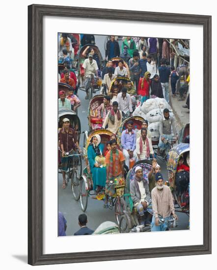 Busy Rickshaw Traffic on a Street Crossing in Dhaka, Bangladesh, Asia-Michael Runkel-Framed Photographic Print