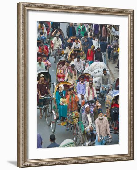 Busy Rickshaw Traffic on a Street Crossing in Dhaka, Bangladesh, Asia-Michael Runkel-Framed Photographic Print