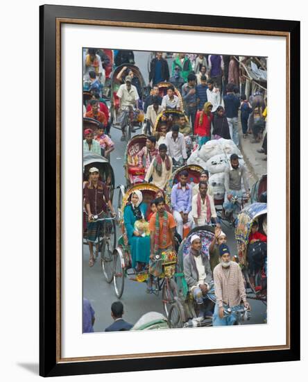 Busy Rickshaw Traffic on a Street Crossing in Dhaka, Bangladesh, Asia-Michael Runkel-Framed Photographic Print