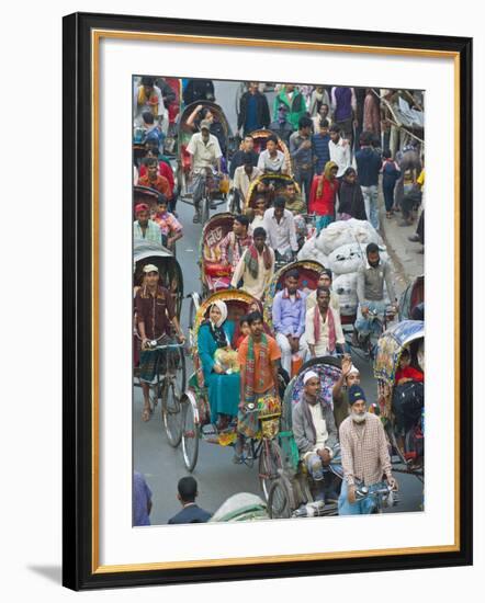 Busy Rickshaw Traffic on a Street Crossing in Dhaka, Bangladesh, Asia-Michael Runkel-Framed Photographic Print