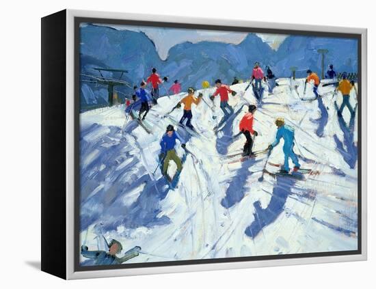Busy Ski Slope, Lofer, 2004-Andrew Macara-Framed Premier Image Canvas