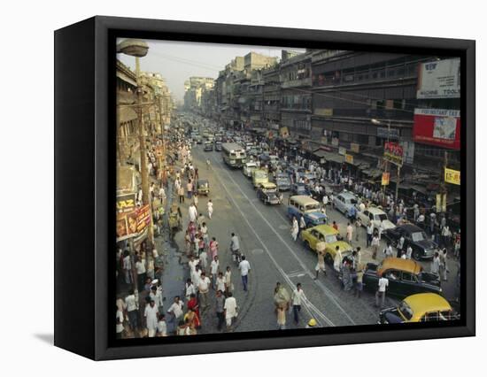 Busy Street, Calcutta, West Bengal, India-John Henry Claude Wilson-Framed Premier Image Canvas