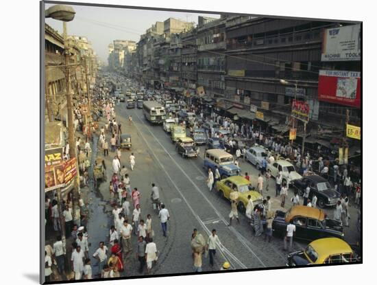 Busy Street, Calcutta, West Bengal, India-John Henry Claude Wilson-Mounted Photographic Print