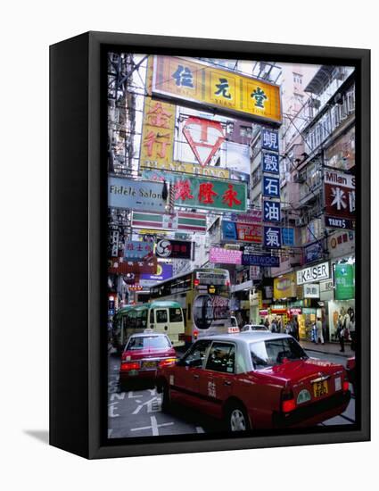 Busy Street, Causeway Bay, Hong Kong Island, Hong Kong, China-Amanda Hall-Framed Premier Image Canvas