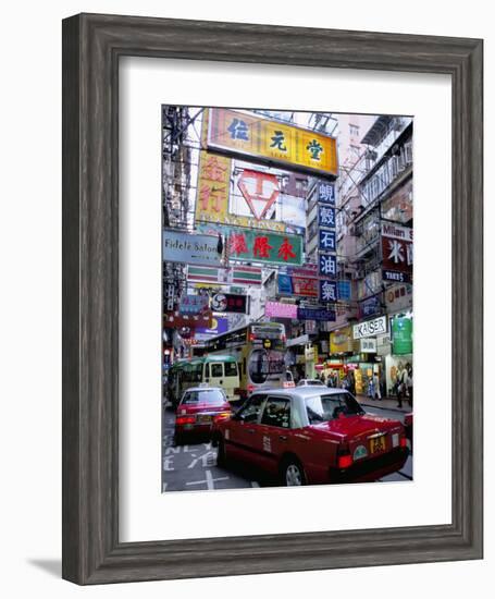 Busy Street, Causeway Bay, Hong Kong Island, Hong Kong, China-Amanda Hall-Framed Photographic Print