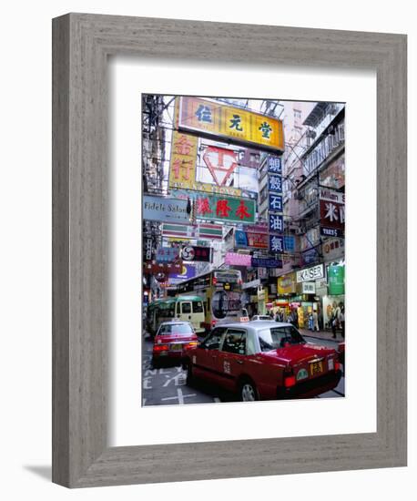 Busy Street, Causeway Bay, Hong Kong Island, Hong Kong, China-Amanda Hall-Framed Photographic Print