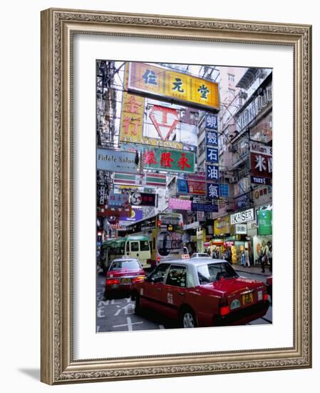 Busy Street, Causeway Bay, Hong Kong Island, Hong Kong, China-Amanda Hall-Framed Photographic Print