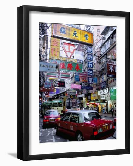 Busy Street, Causeway Bay, Hong Kong Island, Hong Kong, China-Amanda Hall-Framed Photographic Print