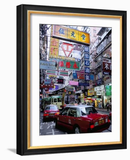 Busy Street, Causeway Bay, Hong Kong Island, Hong Kong, China-Amanda Hall-Framed Photographic Print