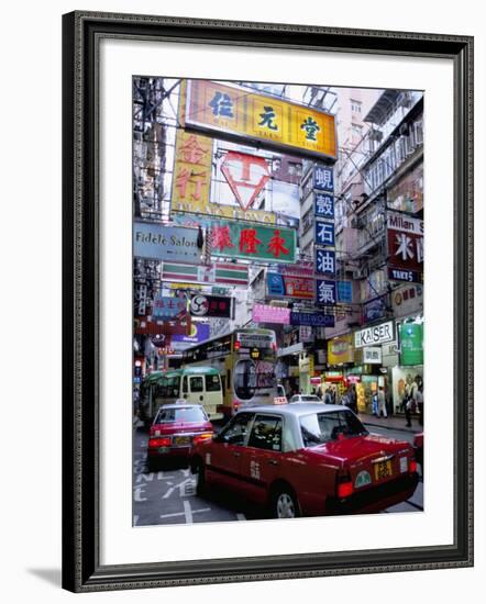 Busy Street, Causeway Bay, Hong Kong Island, Hong Kong, China-Amanda Hall-Framed Photographic Print